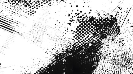 Aufkleber - Abstract Grunge Texture with Monochrome Splatter and Geometric Elements