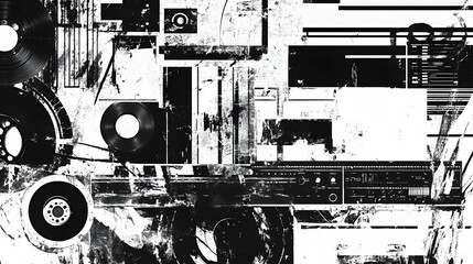 Leinwandbilder - Abstract Industrial Machinery and Technological Equipment in Monochrome Composition