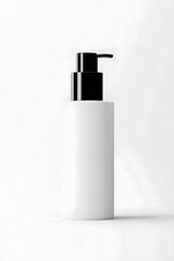 Wall Mural - Cosmetic serum pump white bottle, dispenser container mock up. Foundation cream jar, airless pump dispenser design isolated on white background