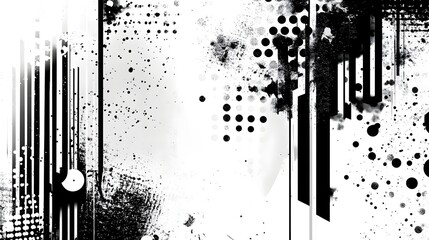 Aufkleber - Abstract Monochrome Grunge Texture with Ink Splatter and Paint Blots