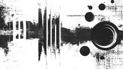 Fototapete - Avant Garde Abstract Texture with Geometric Elements and Grunge Overlay in Monochrome Tones