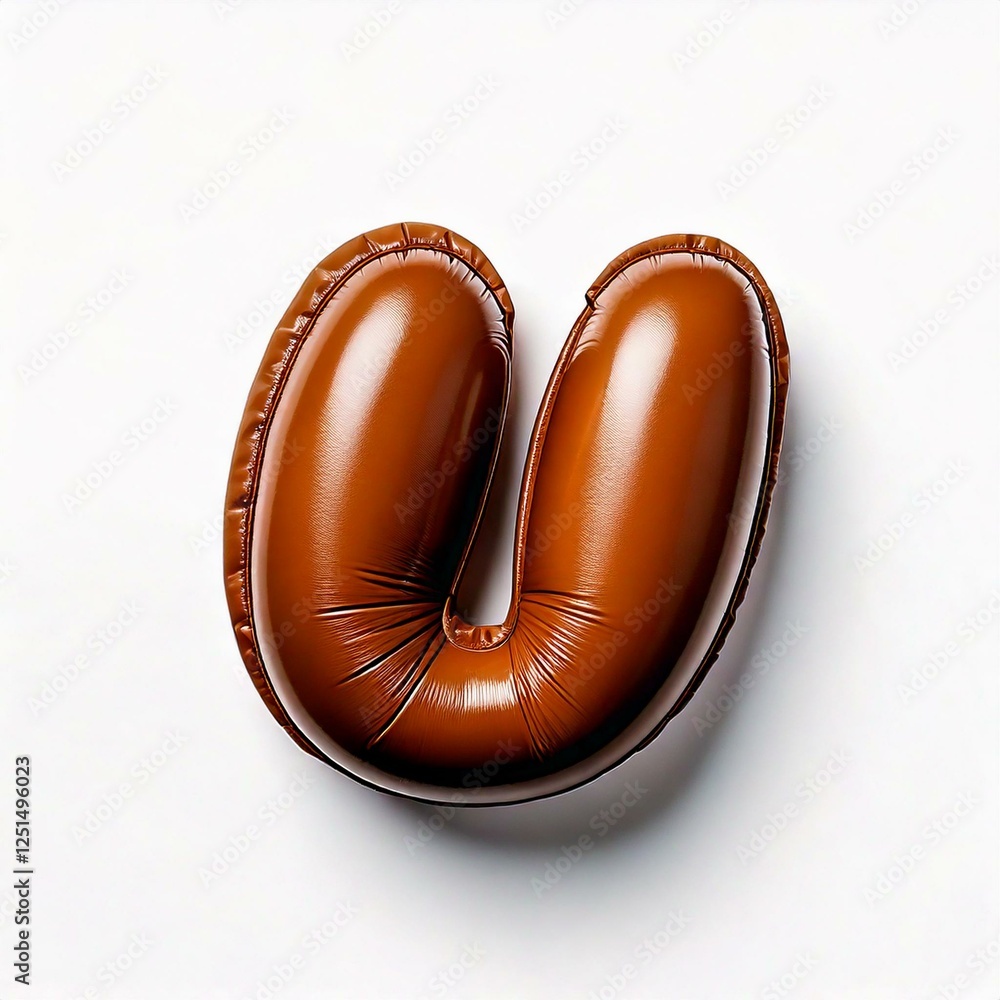 Inflated Letter U with Fabric Texture on Neutral Background, letters ...