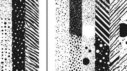 Aufkleber - Dramatic Abstract Geometric Patterns in Monochrome Contrasting Shapes and Textures