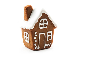 Wall Mural - Gingerbread house cookie, isolated on white background