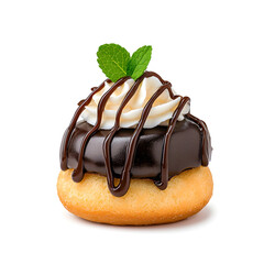 Wall Mural - Delicious profiterole, cream puffs isolated on White Backdrop