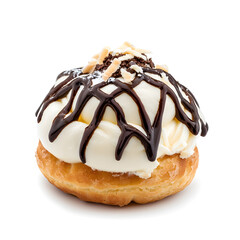 Wall Mural - Delicious profiterole, cream puffs isolated on White Backdrop