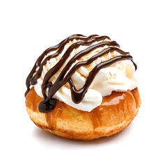 Wall Mural - Delicious profiterole, cream puffs isolated on White Backdrop