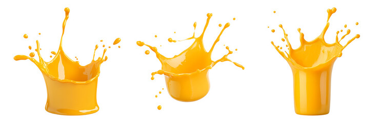 Wall Mural - bright yellow paint splash on black isolated on transparent background
