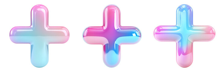 Wall Mural - glossy plus signs on transparent isolated on transparent background