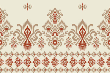 Wall Mural - Seamless ethnic ikat pattern featuring tribal and folk embroidery combined with Mexican Aztec geometrics. Perfect for graphic art, rug design, wallpaper, wrapping and clothing.