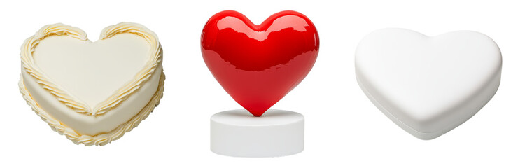 Wall Mural - heart shaped objects for love and romance isolated on transparent background