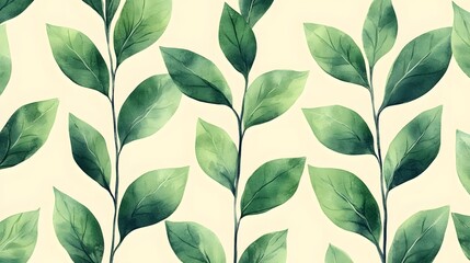 Poster - Lush Green Foliage Backdrop with Tropical Leaf Pattern
