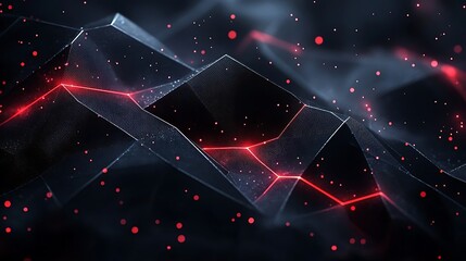 Wall Mural - glowing red hexagonal digital network