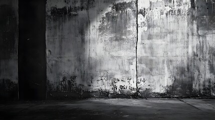 Aufkleber - Abandoned Concrete Building Interior with Grungy Wall Texture