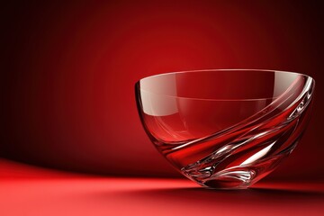 Aufkleber - Elegant glass bowl displayed against a vibrant red background with smooth lighting effects