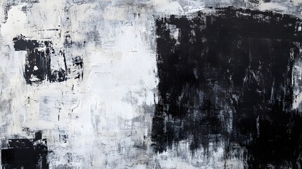 Poster - Abstract Monochrome Expressionistic Painting with Textural Brushstrokes and Contrasting Tones
