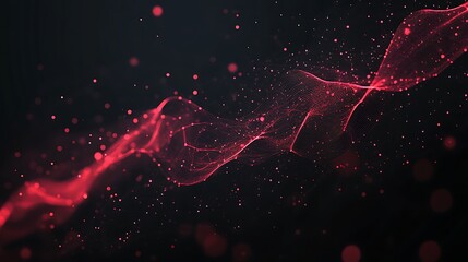 Wall Mural - abstract red digital wave with particles