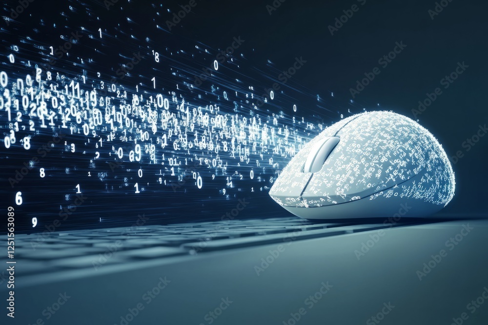 Wireless mouse is generating a stream of binary code data above a ...
