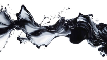 Poster - Dramatic and Captivating Monochrome Abstract Composition with Flowing Swirling Liquid Movement Splash and Organic Texture in Black and White Tones