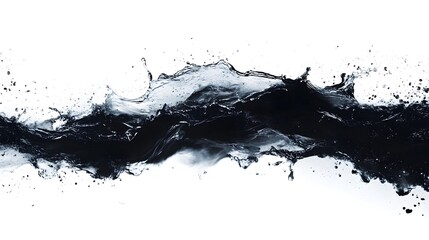 Aufkleber - Dramatic and dynamic liquid motion captured in a striking monochrome splash design  This abstract energetic image showcases the powerful turbulent flow of water with a minimalist conceptual aesthetic