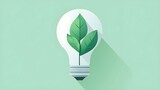 ikona, ekologia, energia odnawialna, zrównoważony rozwój, zielona energia, żarówka, liść, ekodesign, prosty design, nowoczesność, minimalizm, grafika wektorowa, styl płaski, ekoprzyjazny, technologia,