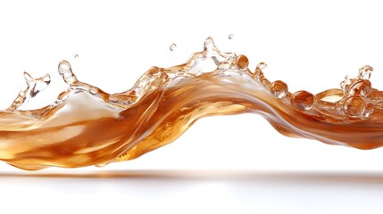 Fototapete - Dramatic and vibrant splash of warm amber colored liquid in dynamic flowing motion creating an background with energetic curves shapes and textures