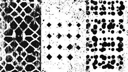 Fototapete - Dramatic Black and White Abstract Textured Geometric Patterns for Creative Design