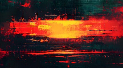 Aufkleber - Dramatic fiery plasma explosion bursting forth with vibrant colors and dynamic energy set against a surreal and atmospheric landscape with a cosmic otherworldly ambiance  The composition is fluid