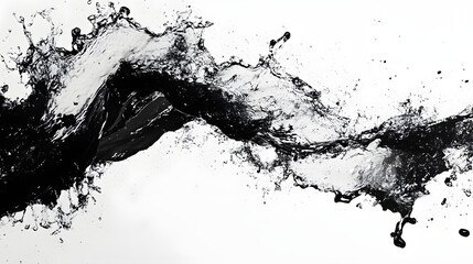 Leinwandbilder - Dramatic liquid splash captured in striking black and white monochrome  The image showcases the dynamic energetic flow and movement of the liquid creating an abstract contemporary