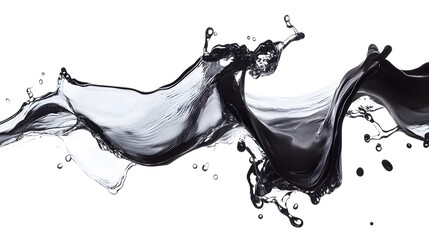 Poster - Dramatic monochrome liquid motion splash abstract art design with dynamic flowing water shapes ripples and textures in high contrast black and white