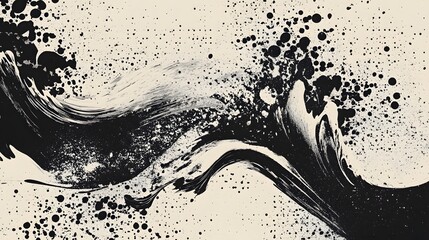 Aufkleber - Dramatic Monochrome Splash of Fluid Abstract Art in Dynamic Motion