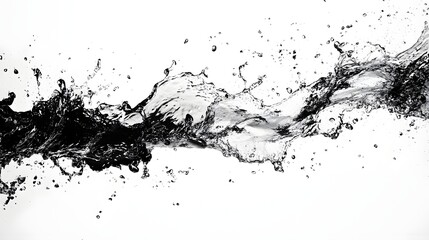 Leinwandbilder - Dramatic Monochrome Water Splash Abstract with Dynamic Curvy Liquid Shapes Flowing Motion and Energetic Turbulent Spray Patterns  Modern Minimalist Contemporary Graphic Art Design