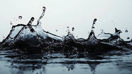 Leinwandbilder - Dramatic splash of water frozen in time creating abstract shapes and patterns  The high speed capture showcases the dynamic energy force and motion of the liquid