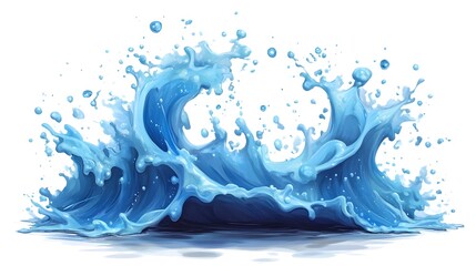 Wall Mural - Dramatic splashing water waves with dynamic blue color creating an and graphic background  The image depicts powerful water motion energy and refreshing nature inspired visuals