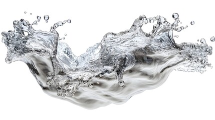 Poster - Dynamic Abstract Swirl of Splashing Water Droplets and Fluid Motion  and Refreshing Background of Transparent Flowing Liquid with Patterns Textures and Energy