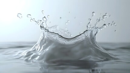 Fototapete - Dynamic liquid splash with water droplets and waves creating an energetic and powerful movement on a transparent and reflective water surface  The image showcases the beauty