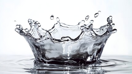 Leinwandbilder - Dynamic splash of crystal clear water creating mesmerizing ripples and droplets against a minimalist high contrast background  Serene and captivating water movement in an composition