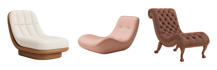Wall Mural - stylish mid-century modern lounge chairs isolated on transparent background