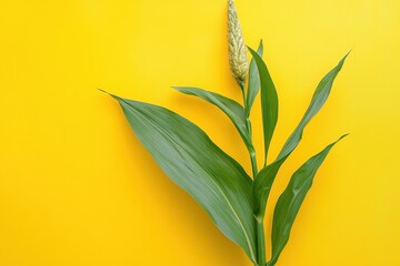 Canvas Print - Maize plant with yellow background displaying vibrant colors beautifully