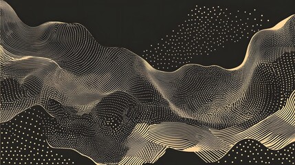 Leinwandbilder - Elegant Abstract Wavy Lines and Dot Pattern Graphic Design Background
