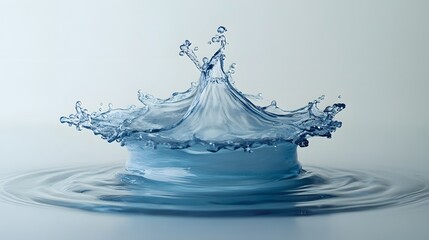 Poster - Elegant and Captivating Water Splash with Intricate Droplets and Rippling Patterns on a Transparent Surface Showcasing the Dynamic Beauty of Fluid Dynamics and Natural Phenomena