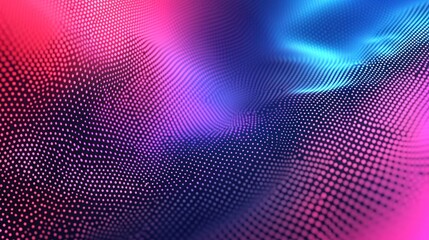 Wall Mural - Abstract swirling digital wave, vibrant pink blue gradient, dark background, tech design