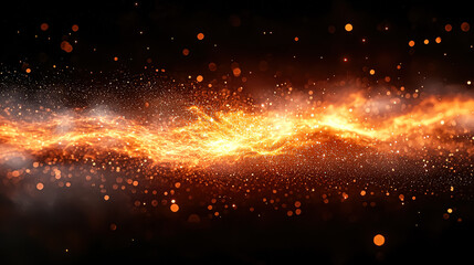 Wall Mural - bright orange cloud of gas and dust in space. the image is a close up of the cloud, with many small 