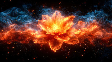 Wall Mural - bright orange cloud of gas and dust in space. the image is a close up of the cloud, with many small 