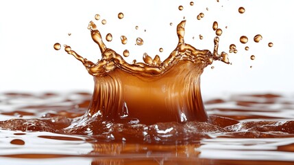 Aufkleber - Energetic splash of brown liquid droplets and waves of dynamic motion with a powerful kinetic energy and a sense of refreshing lively and vibrant nature