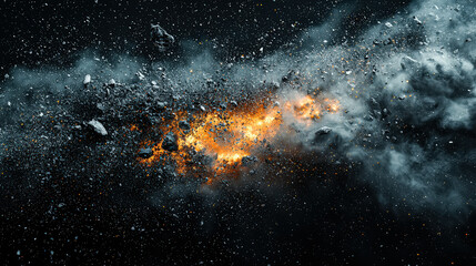 Wall Mural - black and white image of a galaxy with a lot of stars and a lot of dust. the stars are scattered thr