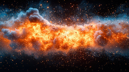 Wall Mural - bright orange galaxy with a lot of stars and a lot of fire. the fire is coming from a black hole