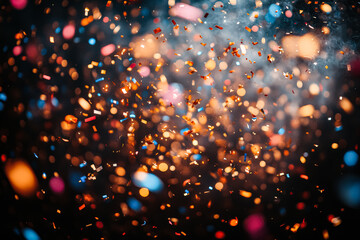 Wall Mural - colorful explosion of confetti is scattered across the sky. the bright colors and the way they are s