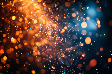 Wall Mural - bright orange and black image with a lot of sparkles. the image is of a fire, and the sparkles are t