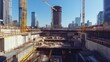 © NCSF - Construction Site with Cranes and Building, A construction site with cranes and building mate